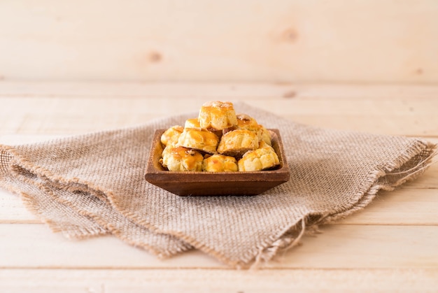 durian cookies on white plate