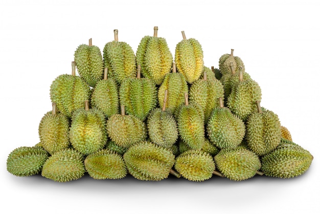 Durian fruit regelen samen geïsoleerd.