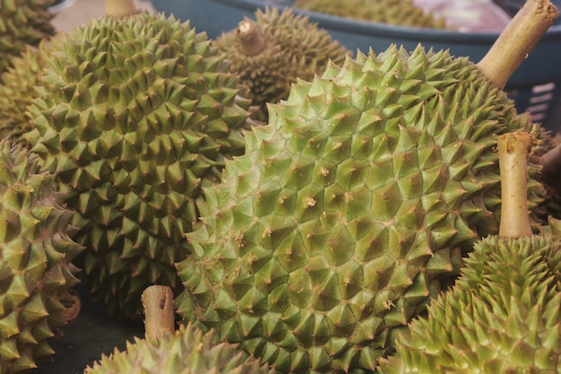 Durian is sold in a market.