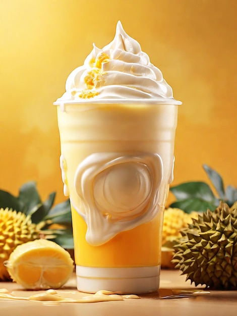 Durian Juice with milk cream explosion