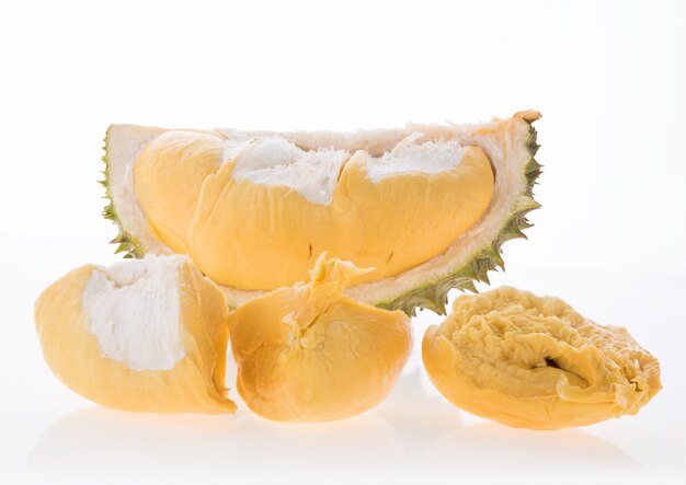 Durian,King of fruits in Thailand isolated on white 