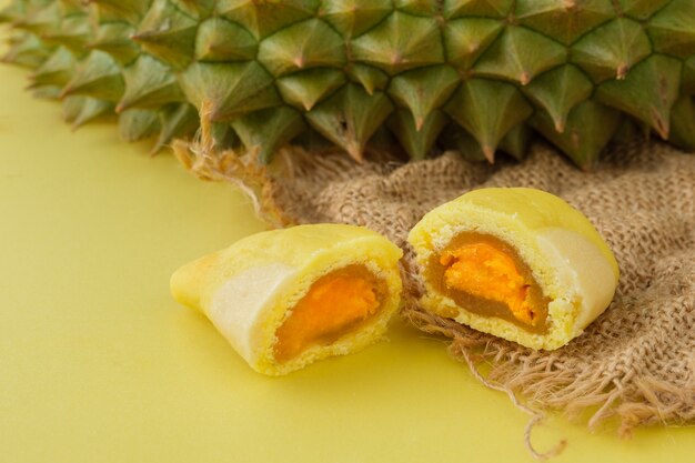 Durian and salted egg cookies with Durian shape Crispy Cookies