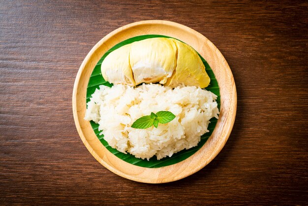 Durian sticky rice on plate