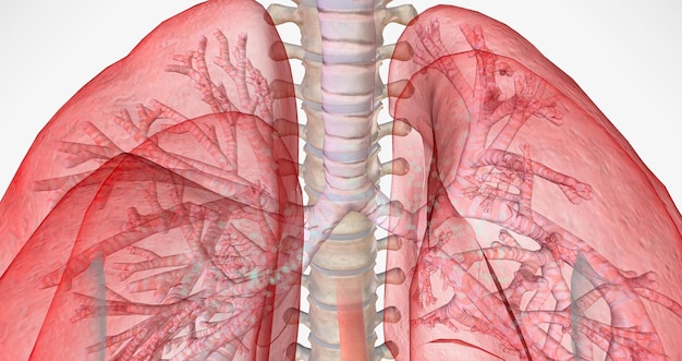 Фото При нормальном дыхании воздух, богатый кислородом, поступает через нос или рот и достигает легких через дыхательные пути.