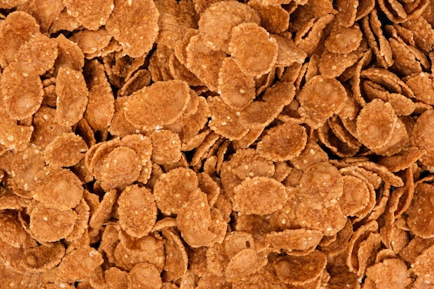 Durum wheat flakes quick breakfast top view closeup