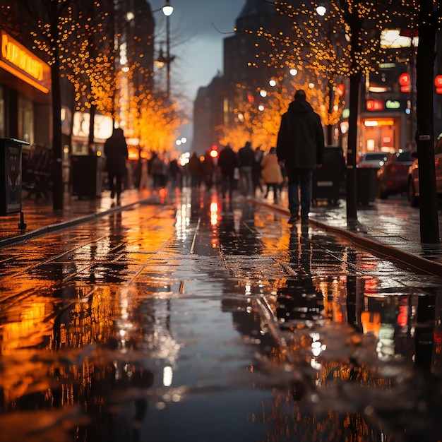 Dusk rain in new york city