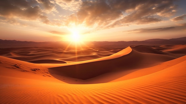 Сумерки на песке поднимаются внутри части части части Сахара взлет Творческий ресурс AI Generated