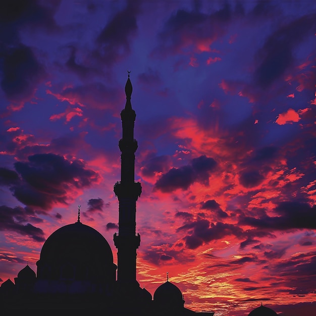 Dusk Silhouette of Mosque