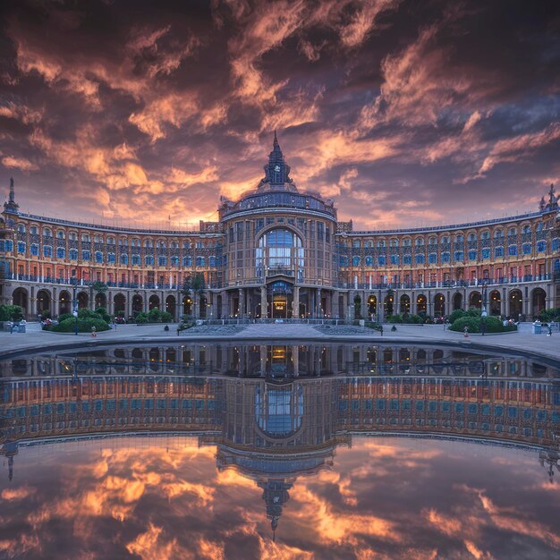 Dusk view of Plaza de Espana at Barcelona Catalonia Spain