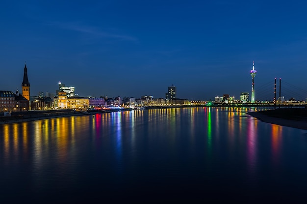 Dusseldorf skyline at night