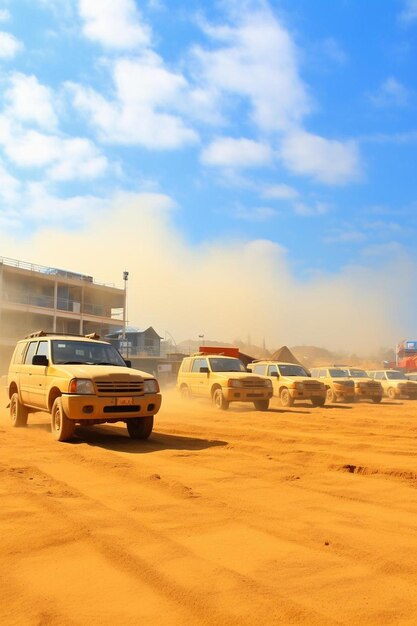 Dust clouds after dynamite blast on the mining site