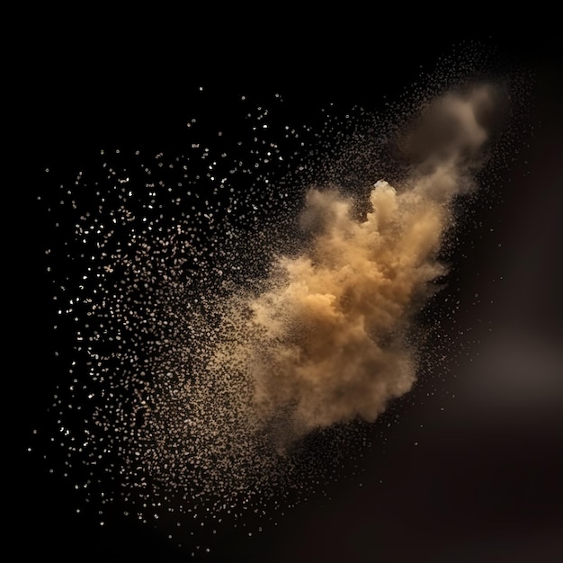 Dust explosion with a black background