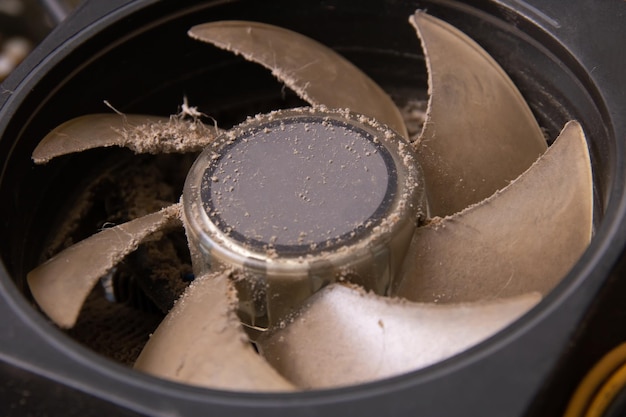 Dust on the fan in the computer