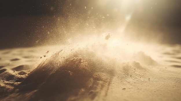 Dust particles sprayed by the wind Sand on the ground or dust on the floor Generative AI