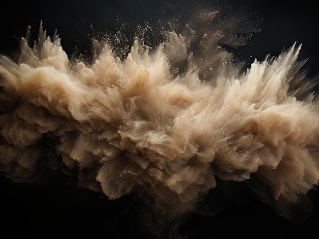Фото Пыль взрыв пороха фрактальный органический на черном фоне бежевый