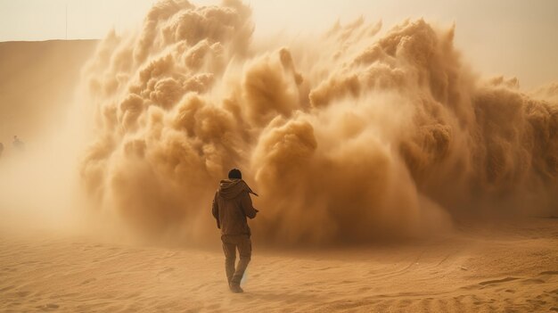 Photo a dust storm in progress