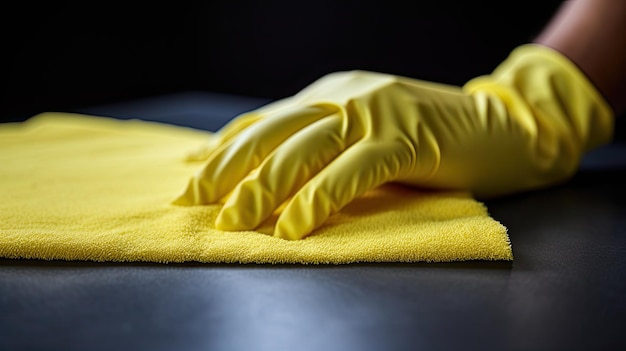 Photo dust yellow glove cleaning