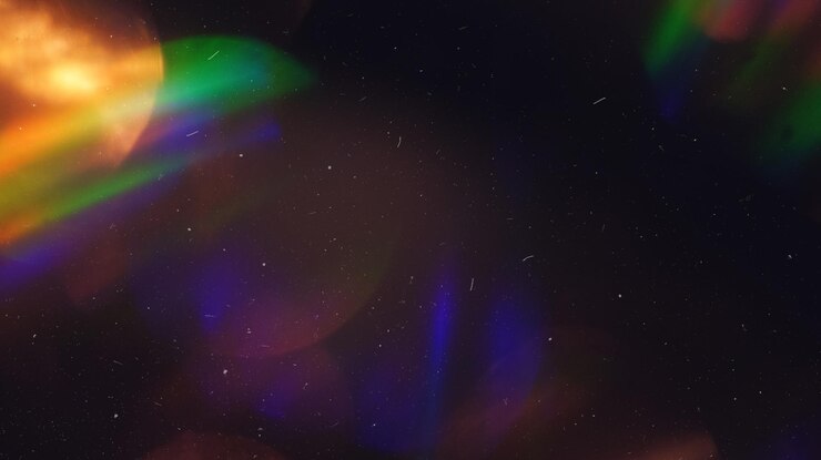 Photo dusted holographic rainbow flares overlay mesmerizing texture with vibrant colors