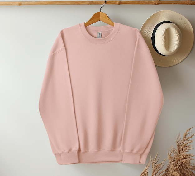 Foto dusty rose boho hanging sweatshirt met beide mouwen mockup bundel