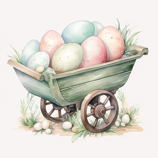 Photo dusty watercolor handpainted easter eggs