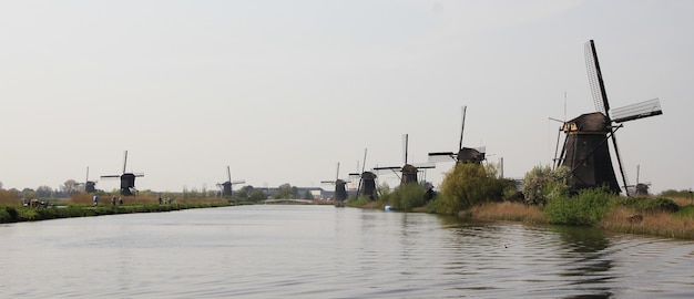 Dutch landscape with windmills