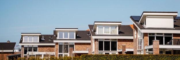 Dutch Suburban area with modern family houses newly build moder