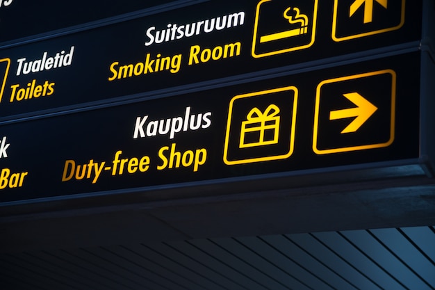 Duty-free board op de luchthaven