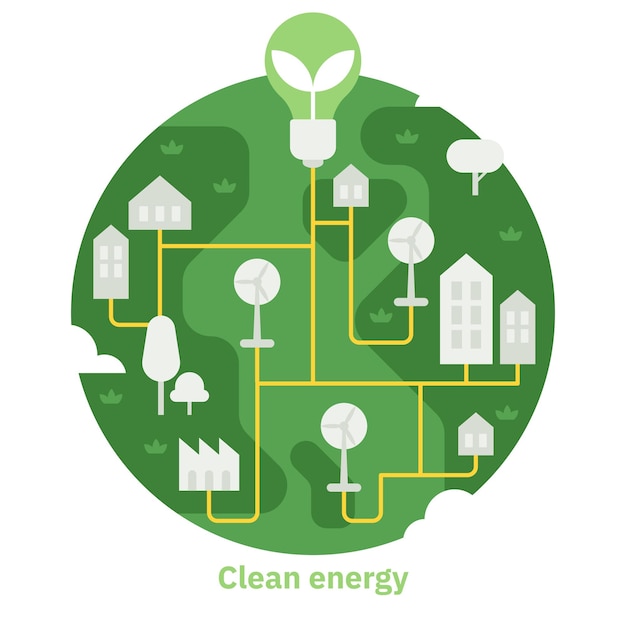Duurzaamheid illustratie Duurzame schone hernieuwbare energiebronnen en groene elektriciteit