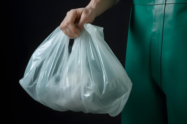 Duurzame actie met afval in plastic zak