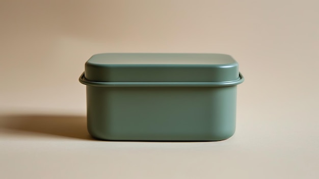 Foto duurzame eenvoud eco-vriendelijke salie groene lunchbox op een neutrale achtergrond