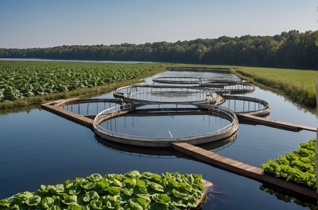 Foto duurzame energie zonnepanelen over water