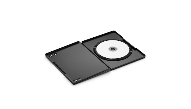 Dvd disk in black plastic case Dvdr package Clear movie compact cover design template