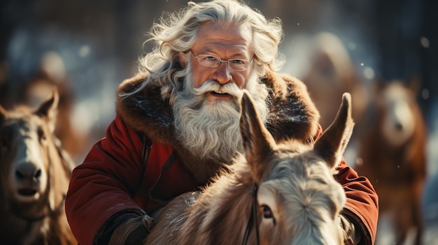 Foto nano vecchio babbo natale barba bianca vichingo