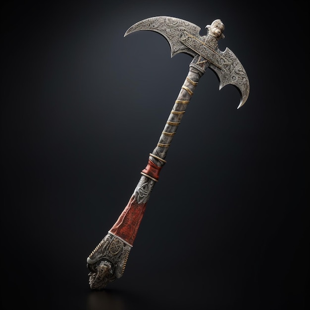 Dwarven glaive axe with wooden hilt