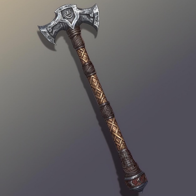 Dwarven glaive axe with wooden hilt