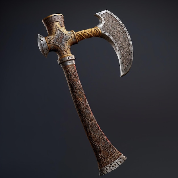 Dwarven glaive axe with wooden hilt