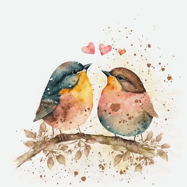 Dwergpapegaaien Valentijnsdag aquarel Art