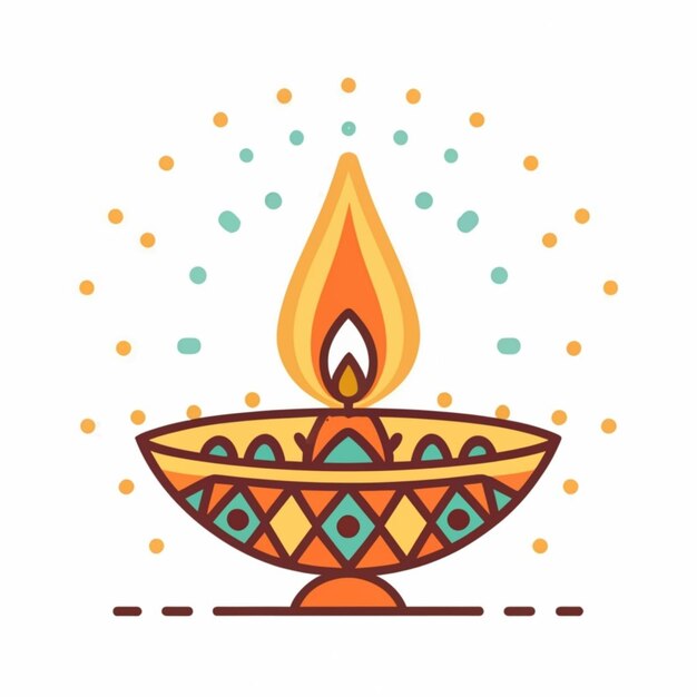 DYA ON WHITE illustration of burning diya on happy diwali holiday background colorful gulal powder c