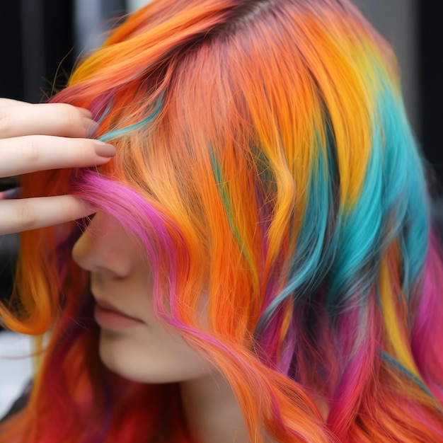 Dyed hair of young women