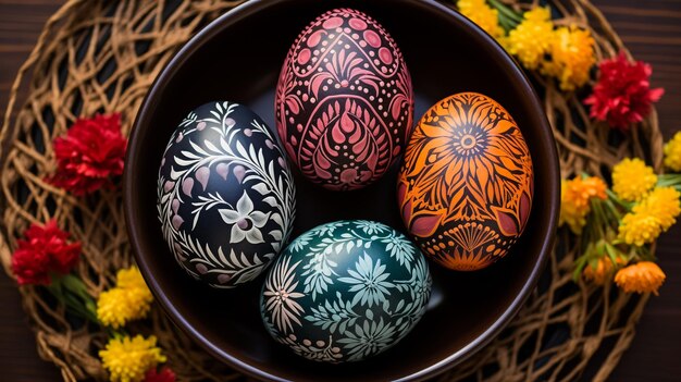 Foto tingere le uova in modo naturale uova colorate con colorante naturale biglietto di pasqua uovo di pasqua natura morta uova colorate tintura naturale per uova di pasqua coniglio di pasqua