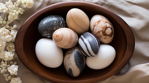 卵を自然に染める 天然染料で着色した卵 イースターカード 静物画 イースターエッグ カラフルな卵 天然イースターエッグの染料 イースターウサギ