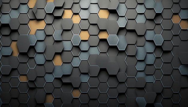 Dynamic 3D Abstract Hexagon Wall Background with Futuristic Design
