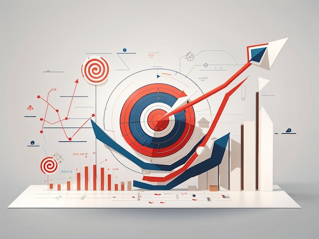 Dynamic 3D Growing Bar Chart and Line Chart with Arrow Bullish Trends