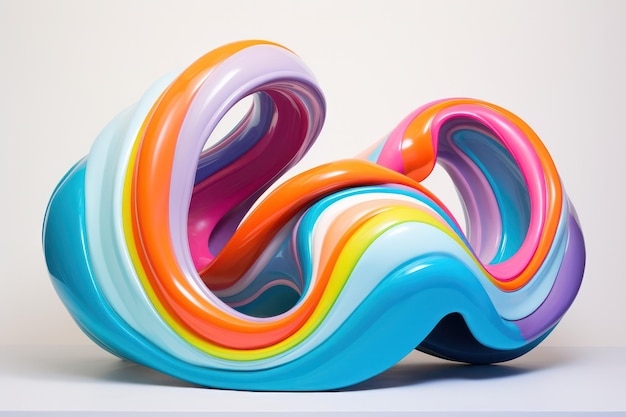 Dynamic 3D Render Abstract Urethane Paint Sculpture a Powerhouse of Strength and Elegance in Curved Form