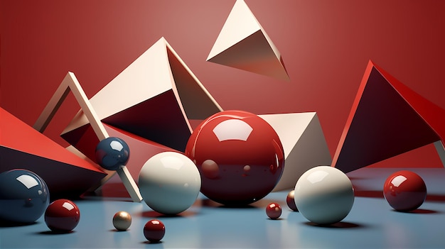 Dynamic 3D Rendered Geometric Shapes Ideal for creating visually stunning presentations or adding a contemporary touch