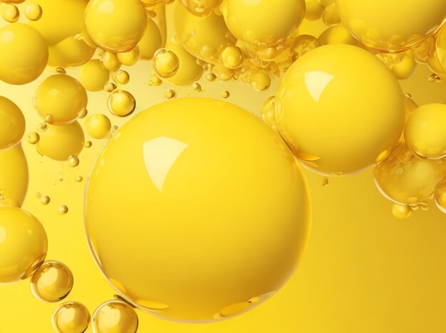 Dynamic 3d spheres yellow elegance in abstract background