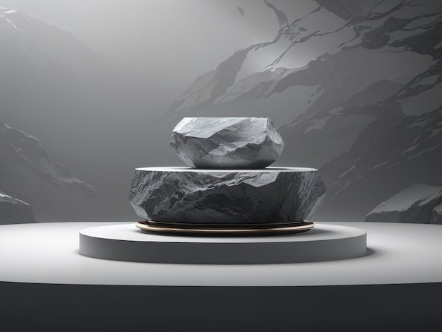 Фото Динамический трехмерный каменный подиум демонстрирует иллюстративное творение