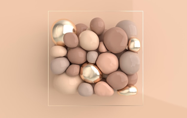 Dynamic abstract pastel colored 3d rendering background with soft spheres