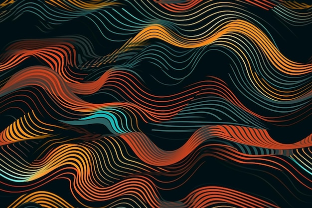 Photo dynamic abstract pattern inspired by music and sound waves created with generative ai