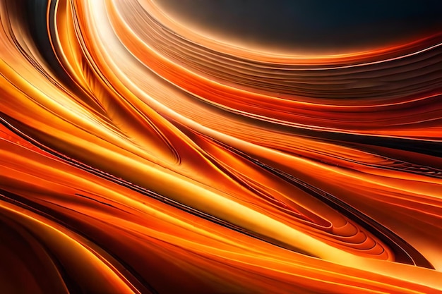 Dynamic abstract pattern of vibrant orange waves generative ai